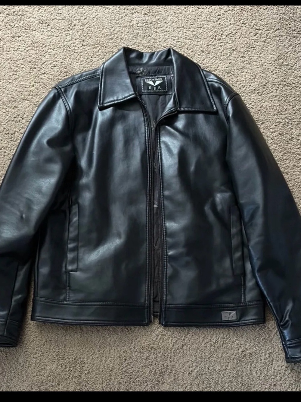 RTA Black Leather Bomber Jacket for Men